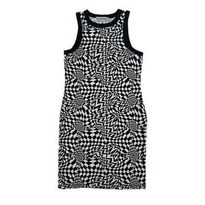 Almost Famous Black White Geometric Sleeveless Mini Dress Size Large Women’s